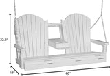 LuxCraft Adirondack Porch Swing 5' with Flip Down Center Console (White) - Photo 2