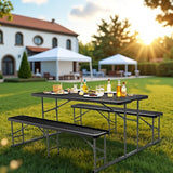 VINGLI Folding Picnic Table and Bench Set, Portable Outdoor Dining Furniture for Camping, Patio, Backyard - Photo 7