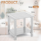 2-Tier Adirondack Outdoor Side Table, 16.6" Acacia Weather-Resistant End Table with Shelf for Patio, Garden, Lawn - Photo 3