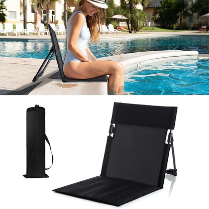 Foldable Seat for Poolside Chairs, Portable Outdoor Poolside Chairs for Edge of Pool, Beach Chair, SwimmingPool Accessories, Pool Seats for Edge,Beach Camping Picnic Lawn Accessories-Black
