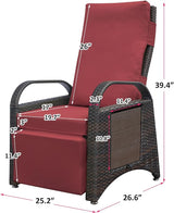 ATR ART TO REAL Outdoor Recliner Chairs, PE Wicker Reclining Lounge Chair with Removable Soft Cushion - Photo 2