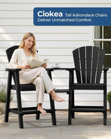 Ciokea Tall Adirondack Chairs Set of 2, HDPE Outdoor Adirondack Bar Stools with Double Connecting Tray - Photo 3