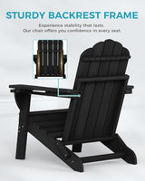 Adirondack Chairs Set of 2, HDPE Material Fire Pit Chairs, Plastic Adirondack Chairs with 2 Cup Holder - Photo 5