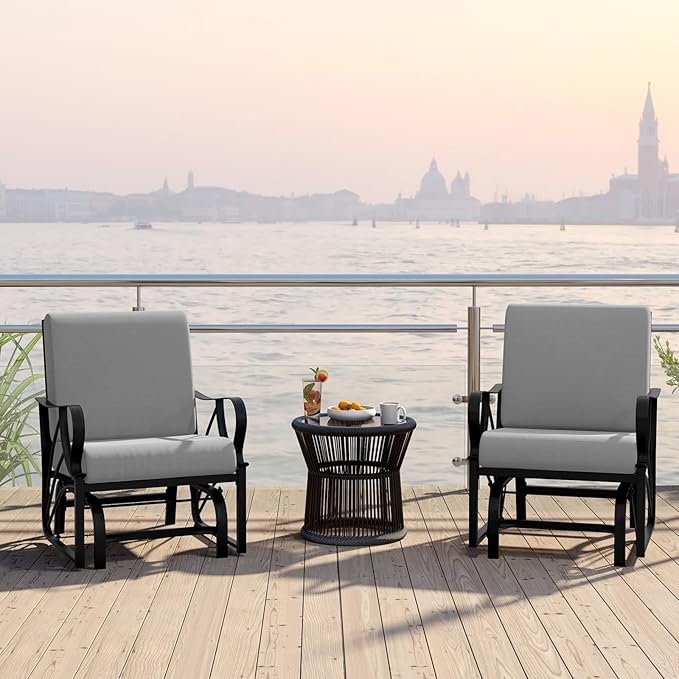 Tangkula Outdoor Patio Glider, Metal Framed Gliding Chair with Cushion - Photo 4