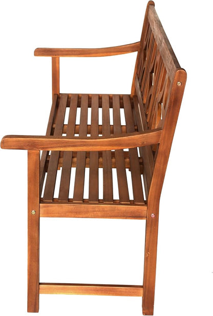 JONATHAN Y BNH100A Sloane 59.1" 3-Seat Ogee Diamond-Back 600-Lbs Support Acacia Wood Outdoor Garden Patio Bench for Garden, Lawn, Backyard, Pool, Deck, Beach, Firepit, Teak