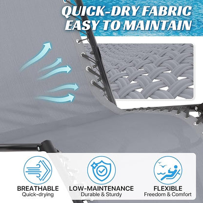 Ostlttyn Zero Gravity Chair Replacement Fabric with Cord Kits, 17inch Wide Repair Cloth with Replacement Bungee Cord for Anti Gravity Chairs Patio Lounge Chair Lawn Beach Sling Chair, Light Grey