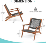 Verano Garden Modern Acacia Wood Lounge Chair Set of 2, Accent Armchair with Handwoven Rope for Living Room, Bedroom - Photo 8
