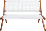 SAFAVIEH Outdoor Collection Kobina Natural Acacia Wood/White Rope Foldable Bench - Photo 1