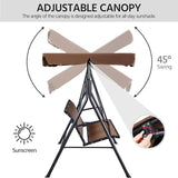 Yaheetech Outdoor Porch Swing Chair for Adults, 3-Seat Patio Hanging Swing w/Adjustable Canopy, Armrests - Photo 6