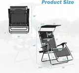 Goplus Zero Gravity Chairs, X-Large Folding Lounge Lawn Chair w/Canopy Shade & Cup Holder - Photo 3