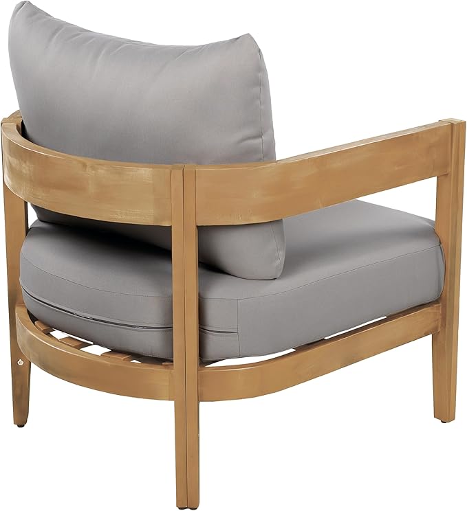 Christopher Knight Home Nadine Acacia Wood Club Chairs Set of 2, Outdoor Accent Chair, Tub Shape Design Armchair - Photo 8