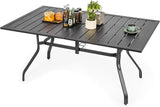 Sour Citrus Rectangular Outdoor Metal Patio Dining Table with Umbrella Hole, Weather-Resistant Table for Garden - Photo 1