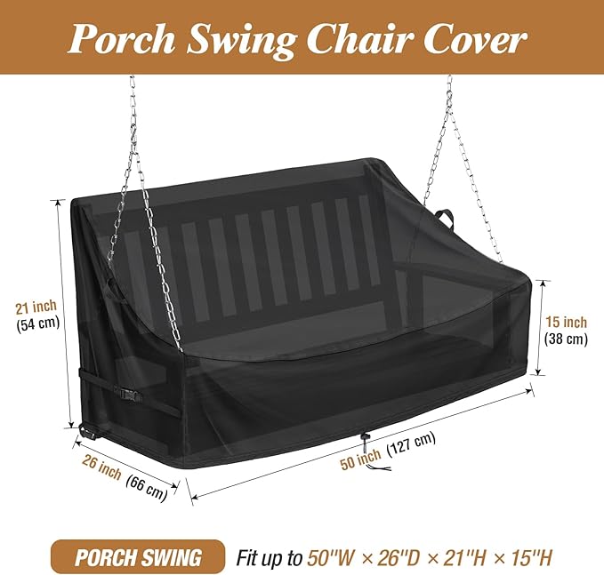 Kasla Porch Swing Seat Cover, Waterproof Swing Covers for Outdoor Patio Swings & Garden Hammock Glider & Hanging Swing - Photo 2