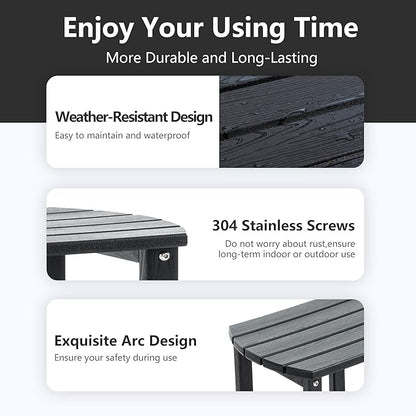 Adirondack Small Outdoor Side Table - Weatherproof HDPE Patio End Table with 2-Tier Storage for Firepit, Balcony, Garden, Poolside or Bathroom (Dark Black, Set of 1)