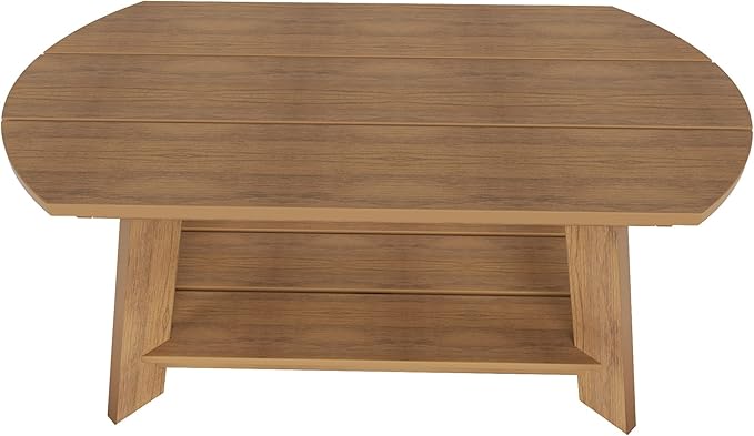 WestinTrends Tuscany Outdoor Coffee Table, All Weather HIPS 2 Tier Patio Adirondack Coffee Table, Teak