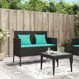 Garden Bench Deck Bench Patio Bench with Cushions Black Poly Rattan - Photo 3