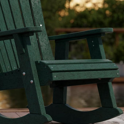 Wildridge Heritage Adirondack Rocking Chair, Turf Green - Outdoor Weather Resistant HDPE Rocking Chair for Patio, Deck, Fire Pit