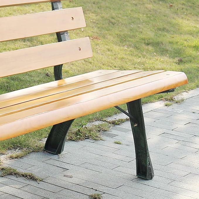 Outdoor Metal Garden Bench - 350lbs Capacity, Weather-Resistant Patio Bench with Backrest & Slatted Seat for Porch, Lawn, Balcony, and Patio Furniture (B-47"x15.7"x15.7")