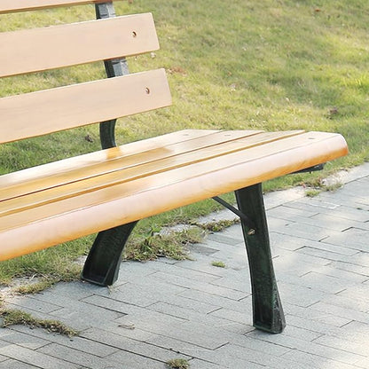 Outdoor Metal Garden Bench, 350lbs Capacity, Weather-Resistant Patio Seating with Backrest, Slatted Design for Porch, Lawn, Balcony, and Patio (B-59 * 15.7 * 15.7")