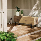 SUNBURY Outdoor Bench Garden Bench Wood 48", Patio Dining Bench for Outdoors, Garden Backless Bench Weatherproof - Photo 5