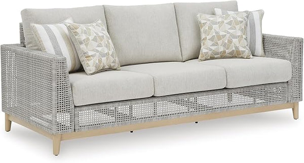 Signature Design by Ashley Seton Creek Cottage Nuvella Weather Resistant Fabric Outdoor Sofa with Cushion and 4 Throw - Photo 1