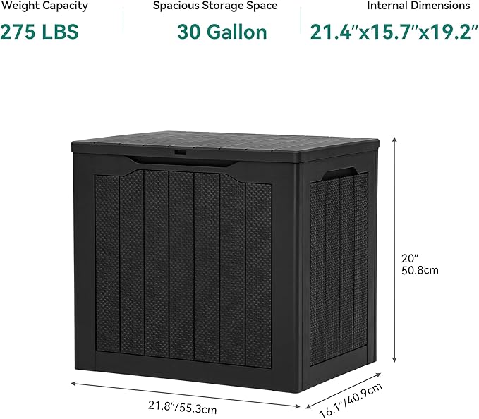 YITAHOME 30 Gallon Outdoor Storage Box, Small Water Resistant Resin Deck Box - Photo 6