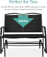 Best Choice Products 2-Person Outdoor Patio Swing Glider Steel Bench Loveseat Rocker for Deck, Porch w/Textilene Fabric - Photo 6