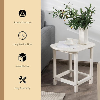 Giantex Outdoor Side Table, 18-Inch Small Patio Table, Weather Resistant HDPE Adirondack Table, Square Tea Table for Backyard, Poolside, Garden, Balcony, Outside End Table, White