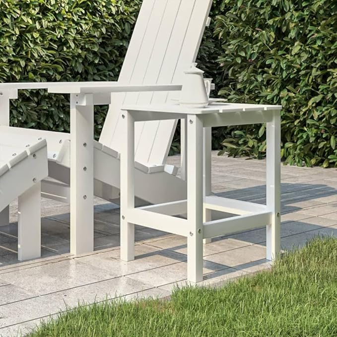 Outdoor Adirondack Side Table, 15x15x18 Inch Square HDPE End Table - Photo 1