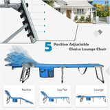 Goplus Tanning Chair, Folding Beach Lounge Chair with Face &Arm Hole, 5-Position Adjustable, Removable Pillow - Photo 5