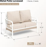 Metal Patio Furniture Loveseat Sofa with 5.75" Extra Thick Waterproof Cushion - Photo 2