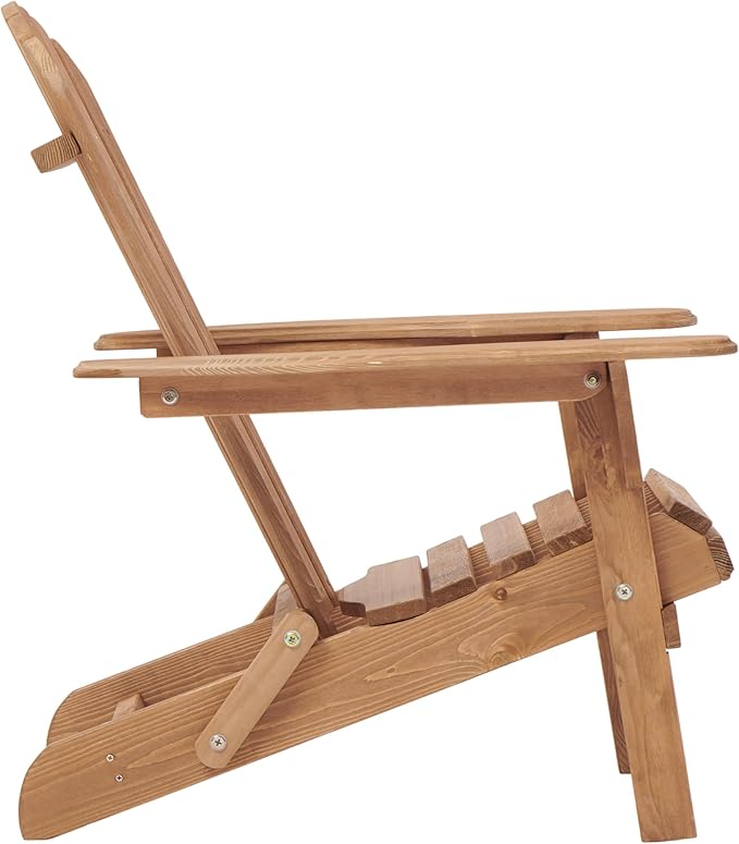 Outdoor Folding Wooden Chair Set, Low Profile Adirondack Chairs with Pre-Assembled BackRest, Space-Saving Foldable Design, 220 lbs Weight Capacity, for Garden Backyard Porch Pool