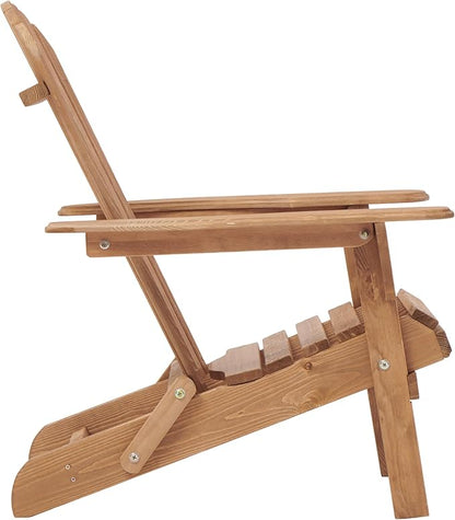 Outdoor Folding Wooden Chair Set, Low Profile Adirondack Chairs with Pre-Assembled BackRest, Space-Saving Foldable Design, 220 lbs Weight Capacity, for Garden Backyard Porch Pool