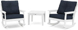 Polywood Vineyard 3-Piece Deep Seating Rocker Set (White/Marine Indigo) - Photo 1