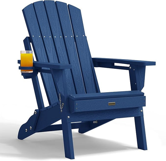 Adirondack Chair Outdoor Patio Backyard: Plastic HDPE Material with Folding - Weatherproof and UV Resistant - Ergonomic Design is Very Suitable for Family Members to Relax and Rest