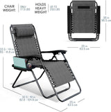 Nestl Zero Gravity Chairs Set of 6, Patio Lounge Chair Outdoor with Pillows & Cup Holder Trays - Photo 3