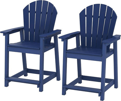 OTSUN Tall Modern Adirondack Chairs Set of 2, All Weather HDPE Bar Height Adirondack Stools Widened Durable Design for Porch Patio Yard Lawn Fire Pit Bistro Basement Indoors & Outdoors