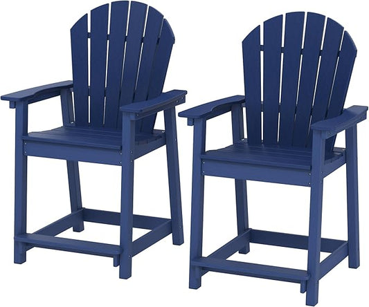 OTSUN Tall Modern Adirondack Chairs Set of 2, All Weather HDPE Bar Height Adirondack Stools Widened Durable Design for Porch Patio Yard Lawn Fire Pit Bistro Basement Indoors & Outdoors