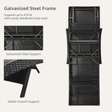 Set of 2 Black Outdoor Chaise Lounge Chairs, Wicker Patio Lounge Chairs with Adjustable Backrest and Armrests - Photo 5