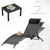 AthLike 3 pcs Poolchairs Patio Chaise Lounge Set with Headrest - Photo 3