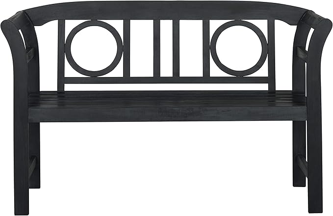 Safavieh PAT6743K Outdoor Collection Moorpark Grey 2 Seat Bench, Dark Slate Gray