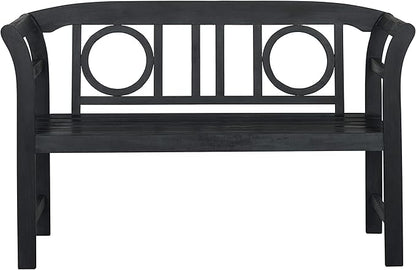 Safavieh PAT6743K Outdoor Collection Moorpark Grey 2 Seat Bench, Dark Slate Gray
