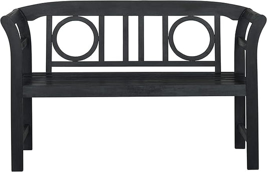 Safavieh PAT6743K Outdoor Collection Moorpark Grey 2 Seat Bench, Dark Slate Gray