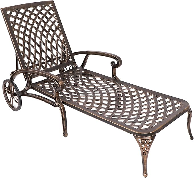 Grepatio Lounge Chairs for Outdoor, Patio Lounge Chaise Cast Aluminum Chairs with Cushion - Photo 1