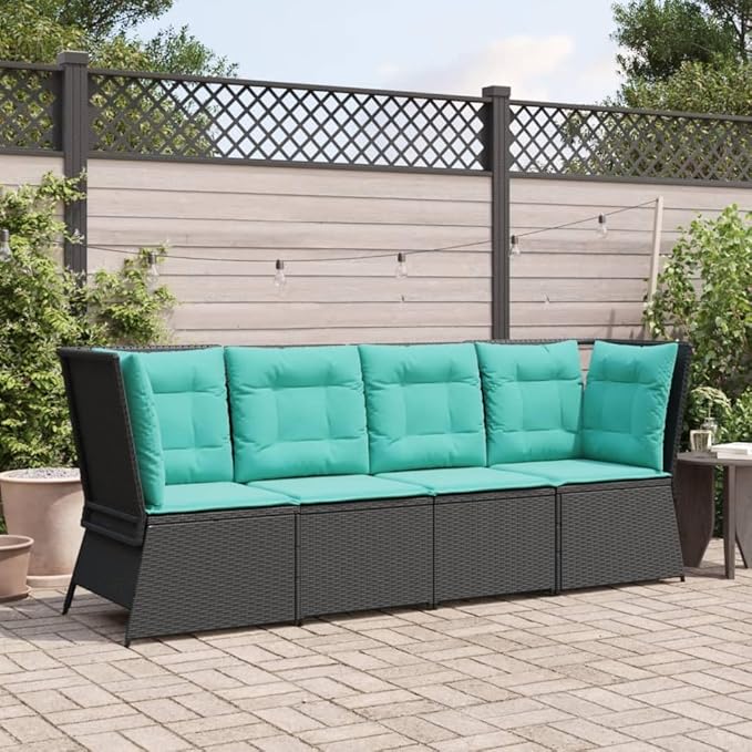 Outdoor Patio Sofa, Modular PE Rattan Garden Seat with Weather-Resistant Cushions, Modern Compact Single Armchair for Balcony, Porch, Backyard and Terrace, Black