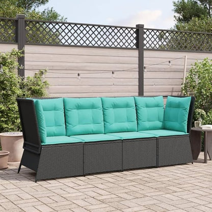 Outdoor Patio Sofa, Modular PE Rattan Garden Seat with Weather-Resistant Cushions, Modern Compact Single Armchair for Balcony, Porch, Backyard and Terrace, Black
