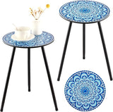 2 Packs Metal Mosaic Round Side Tables 13.4" Small Outdoor Patio Round Accent Coffee Tables Indoor Corner Stand for - Photo 1
