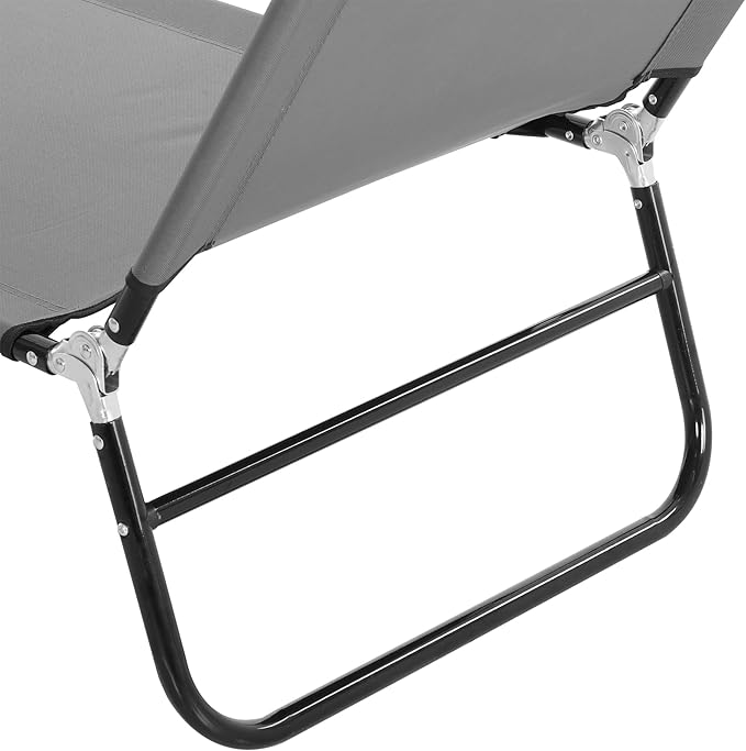 Outsunny 2 Piece Folding Chaise Lounge Pool Chairs, Outdoor Sun Tanning Chairs with 5-Level Reclining Back - Photo 9