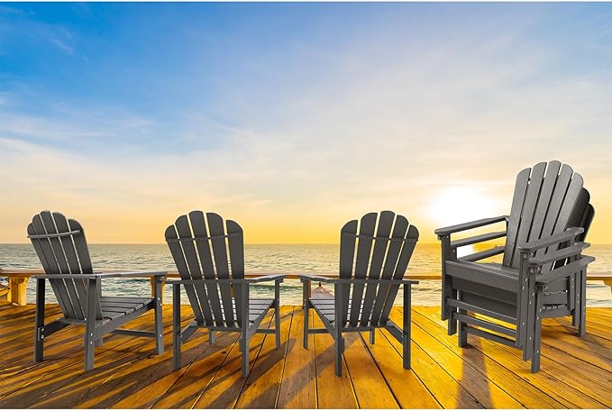 Stackable Adirondack Chairs Set of 2, Space Saving HDPE All-Weather Fire Pit Chair for Outdoor Lawn Porch Deck