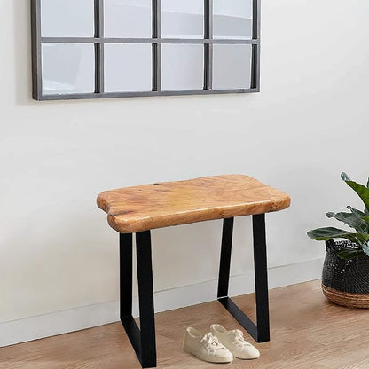 Live Edge Cedar Entryway Bench 19.5" x 12.5" x 16.2" H Rustic End Table Living Room Accent Solid Wood Natural Coffee Side Table Bedroom Vintage Outdoor Garden Stand Foot Stool
